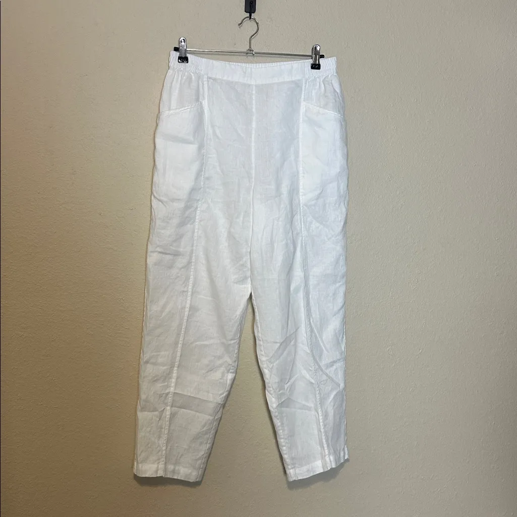 LUNYA Woven Linen Tapered‎ Pant in Sincere White Size Large - Image 4