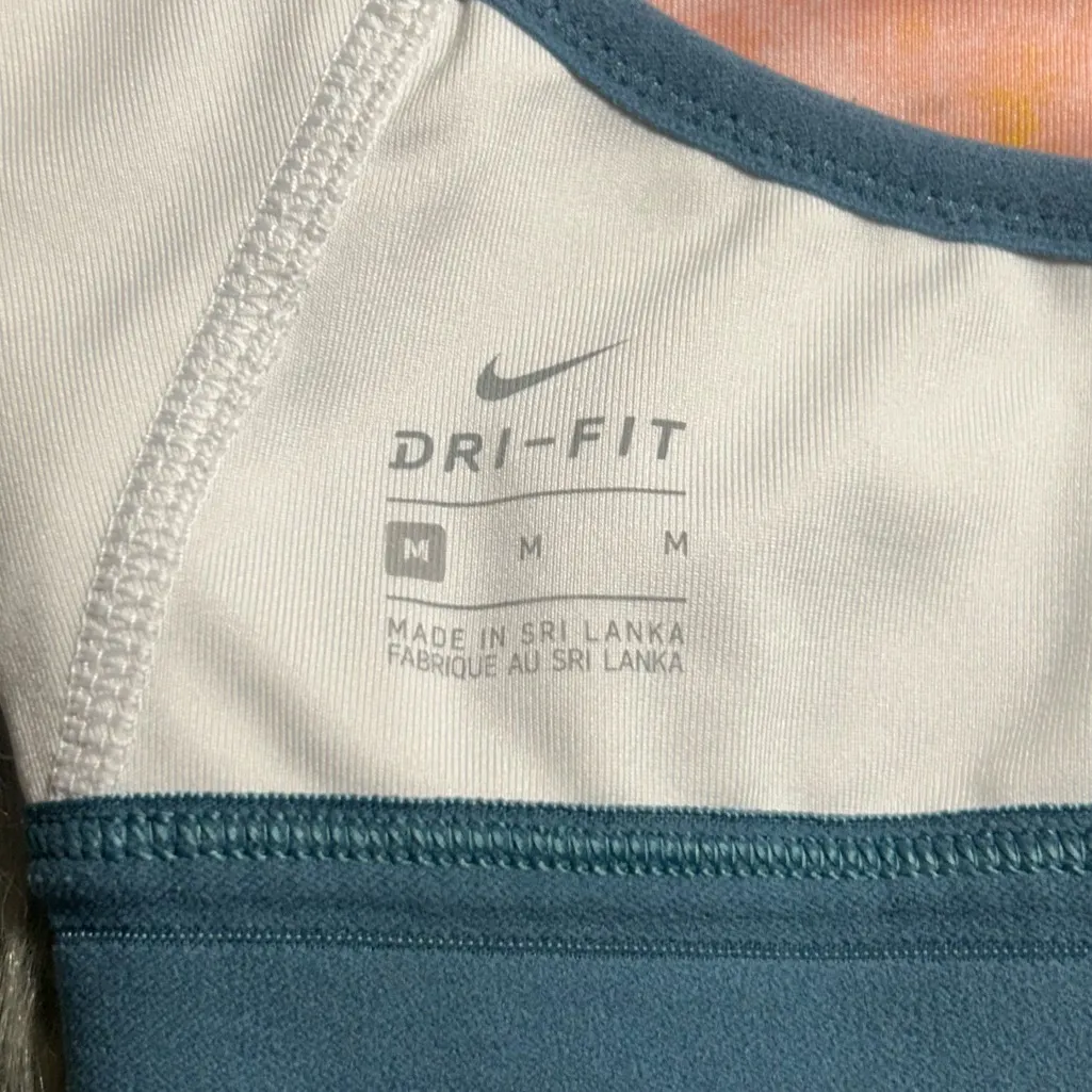 Nike Dri-FIT INDY ARTIST FEMME Blue and White Sport Bra Size Medium - Image 6