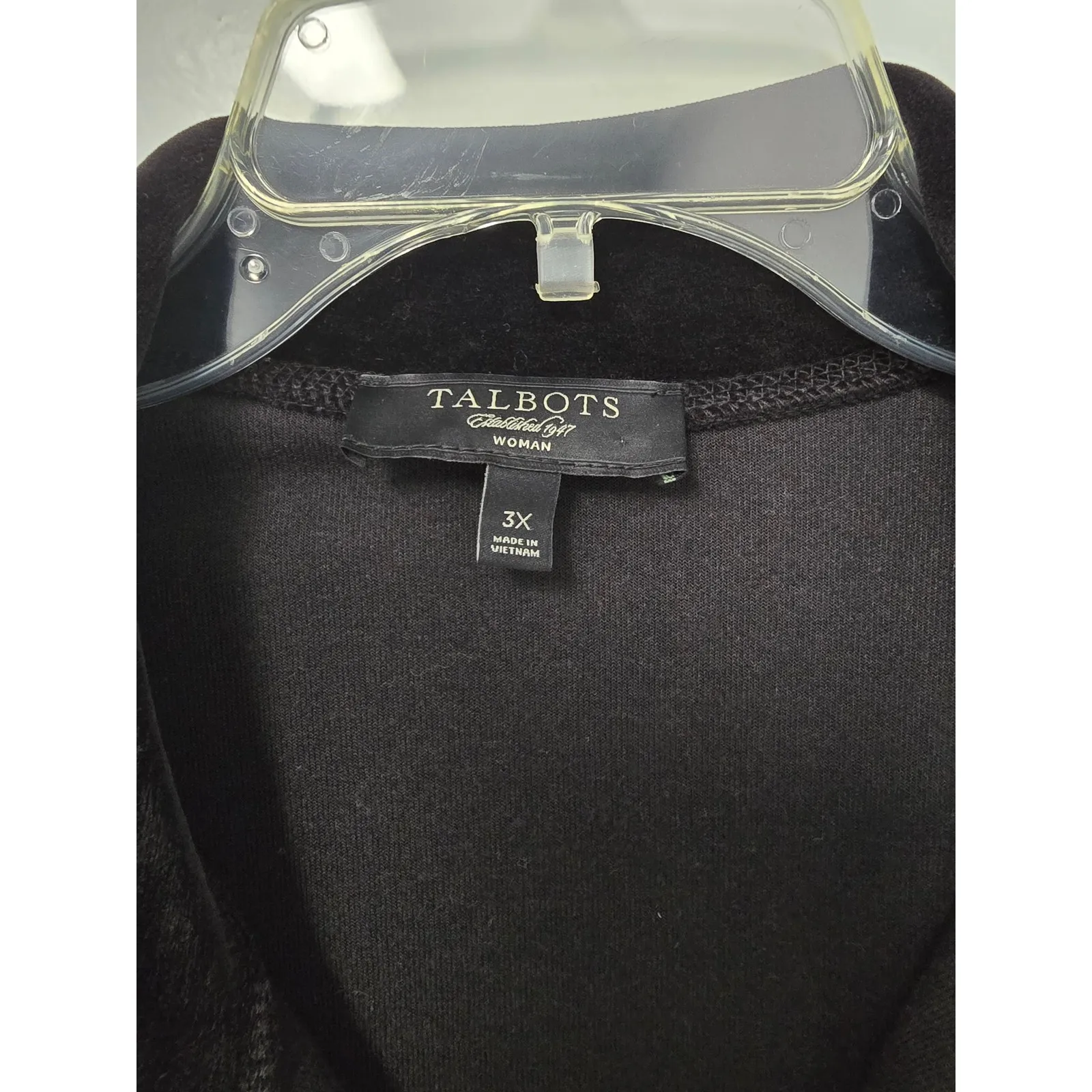 Talbot Womens Plus Velour Black Jacket Coat Size 3X Black Winter lightweight - Image 3