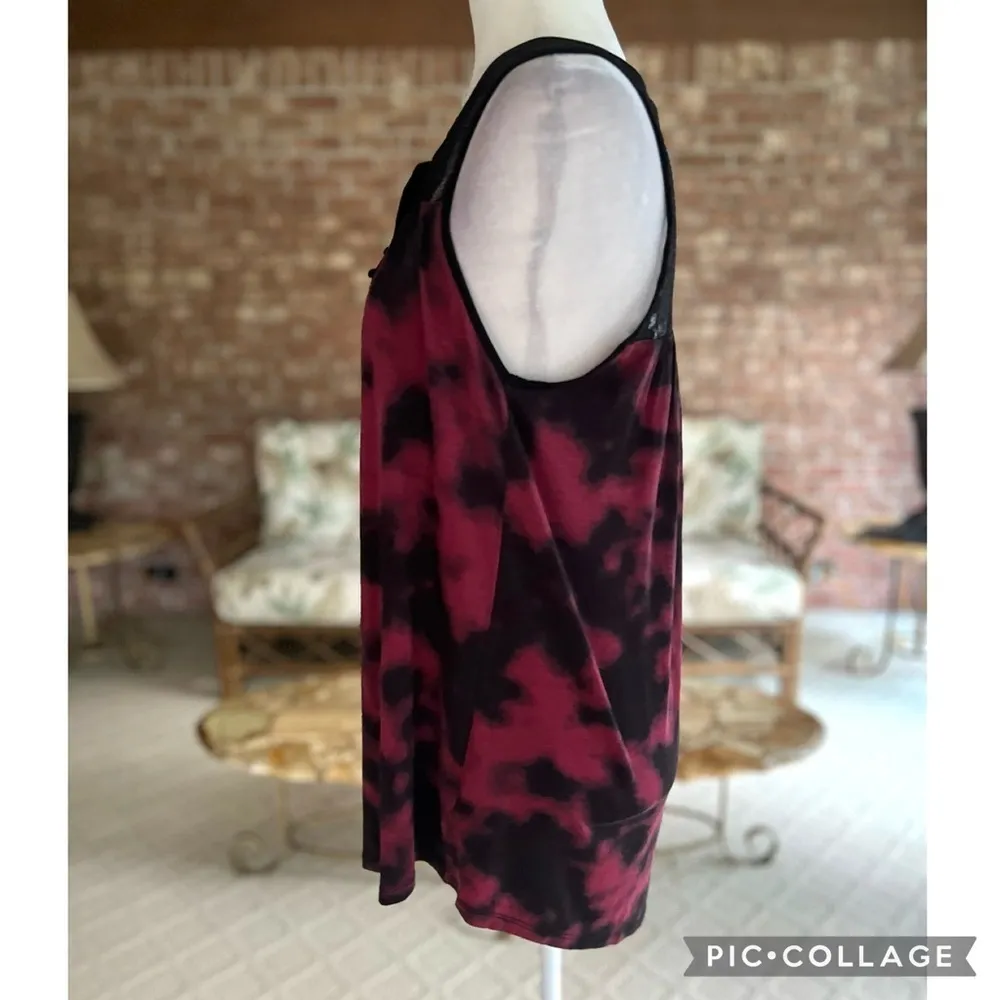 NWT Torrid Super Soft Tunic Top Lace Tie Dye Sz 10 Burgundy Black Swing Chic - Image 10