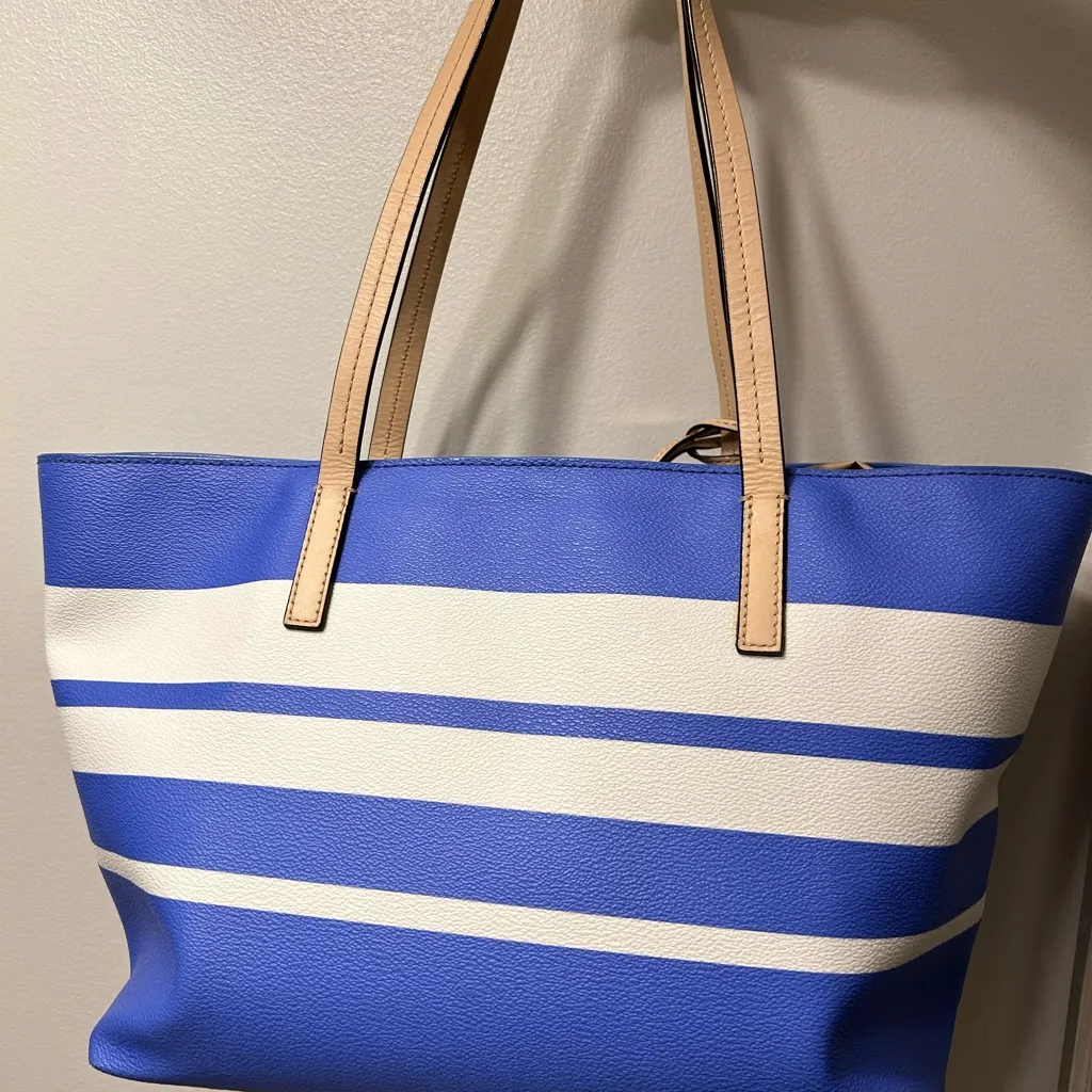 Kate Spade Ryan Blue and White striped open top tote - Image 2