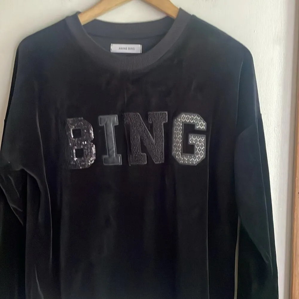 Anine Bing black velour sweatshirt - Image 8
