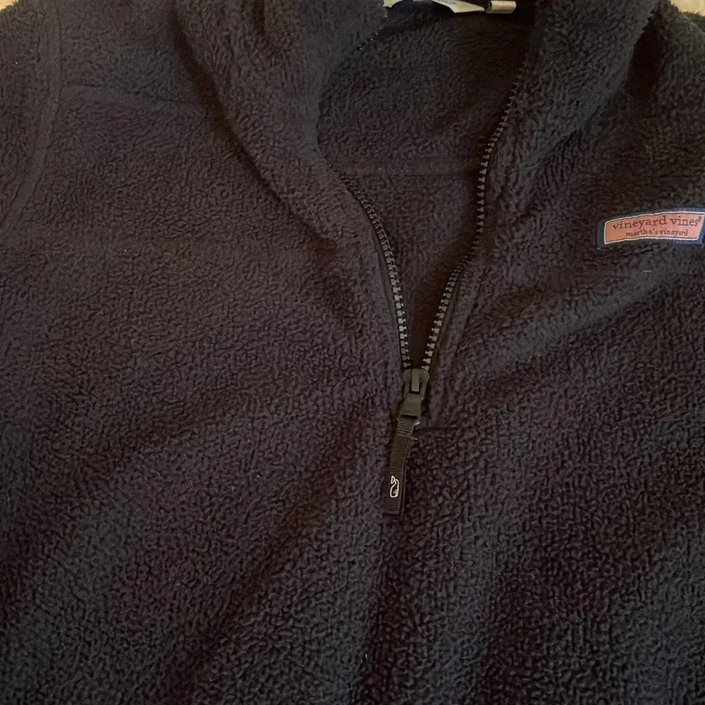 Vineyard vines zip up sweater fuzzy fleece Womens XS navy blue - Image 4