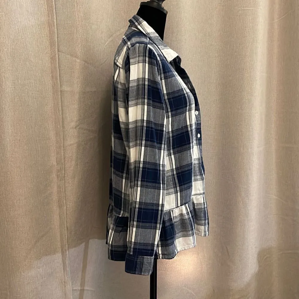 Women’s. Westport 1962 Flannel Top. Size‎ Medium. Blue Plaid - Image 3