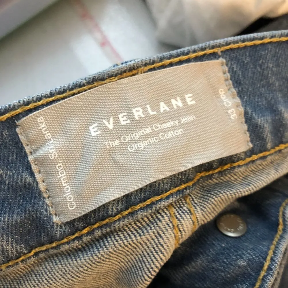 Everlane Womens The Original Cheeky Jeans Stretch Worn-In Mid Blue 33 Crop - Image 7