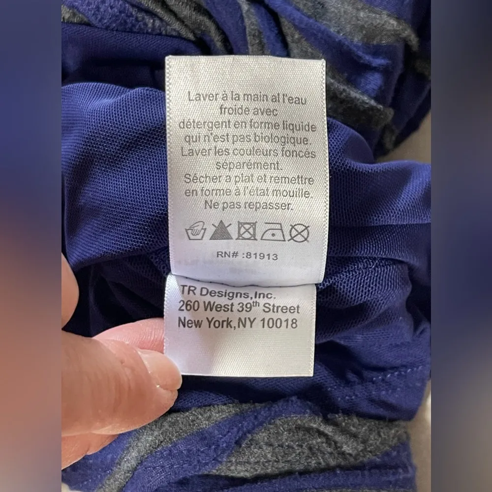 Anthropologie Tracy Reese Plenty Directional Dress Midi Bodycon Blue-Charcoal M - Image 13