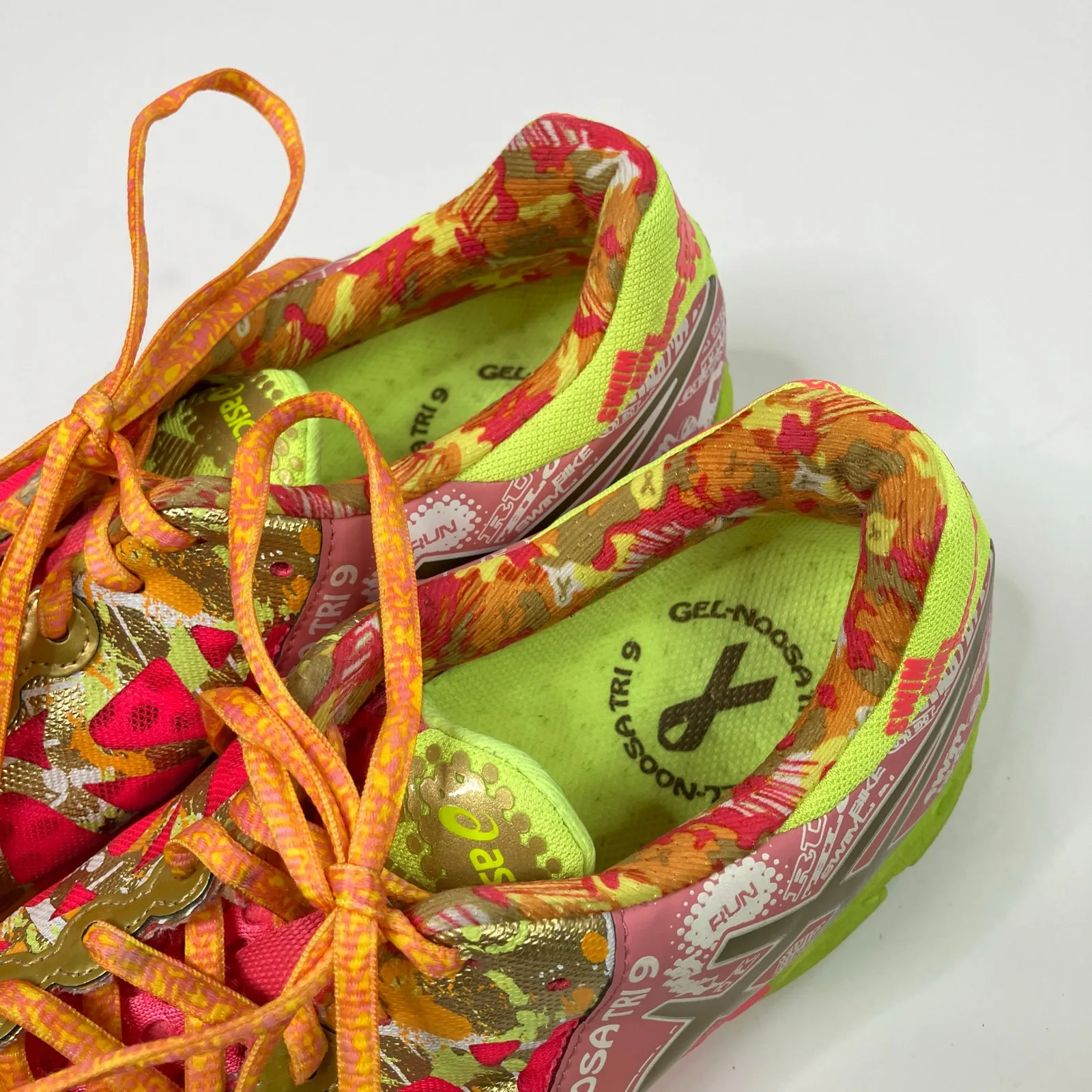 ASICS | Gel Noosa Tri 9 Running Shoe Breast Cancer Pink Yellow Sneaker Womens 12 - Image 4