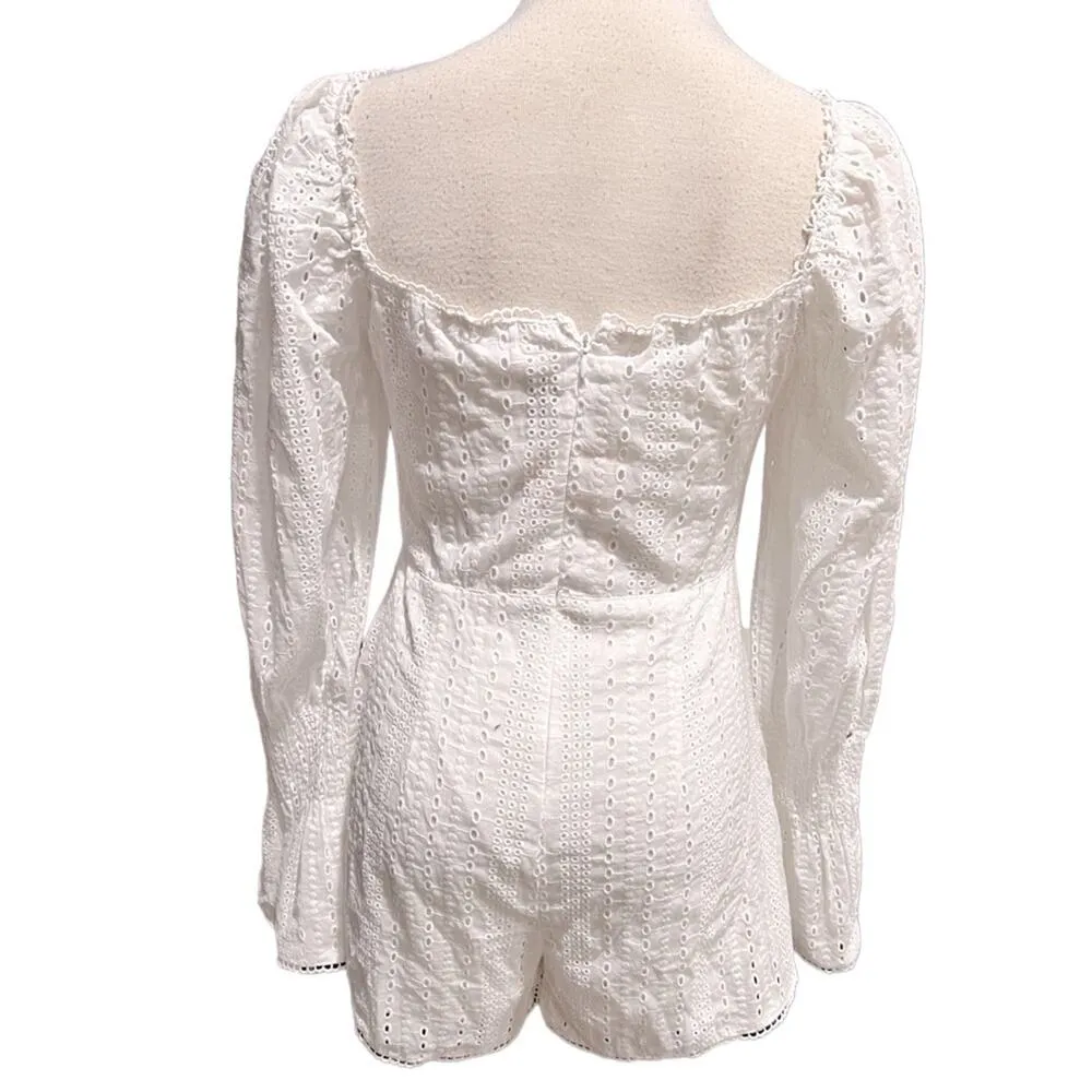 MISGUIDED EYELET WHITE ROMPER SIZE 6 NWT - Image 4