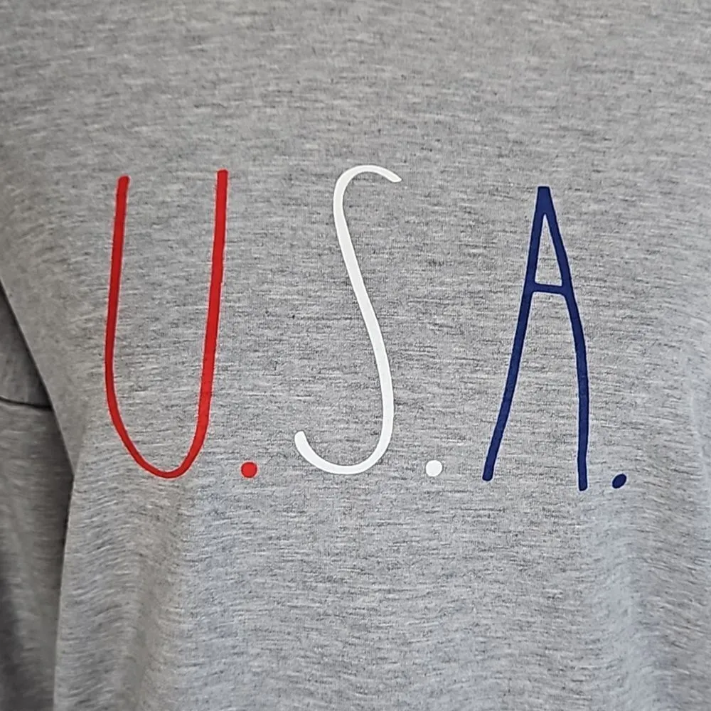 Rae Dunn oversized USA graphic crewneck pullover sweatshirt Size XS.New tags - Image 6