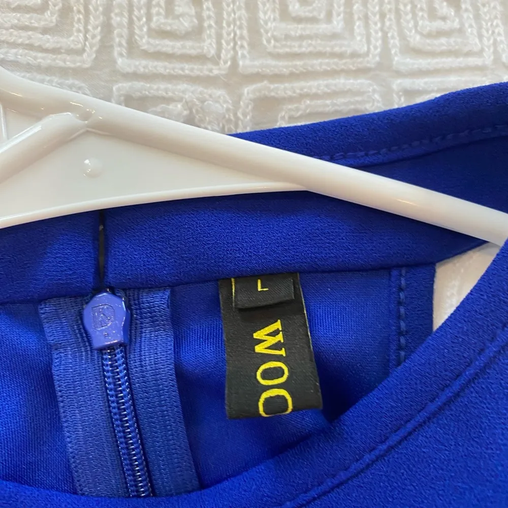 NWOT Women's High Neck Split Bodycon Mermaid Evening Cocktail Long Dress Blue Size L - Image 3