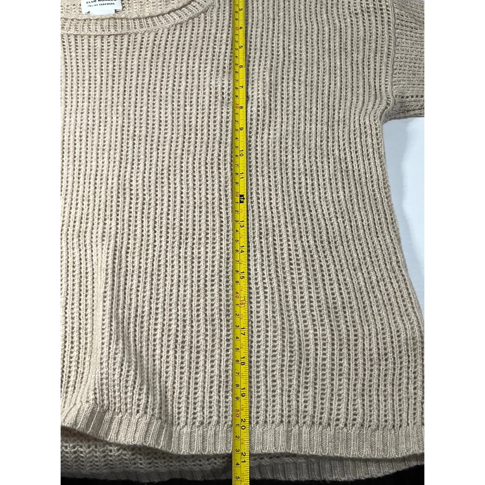 Club Monaco Italian Cashmere Open Knit Sweater Beige M Medium Loose Fit - Image 5
