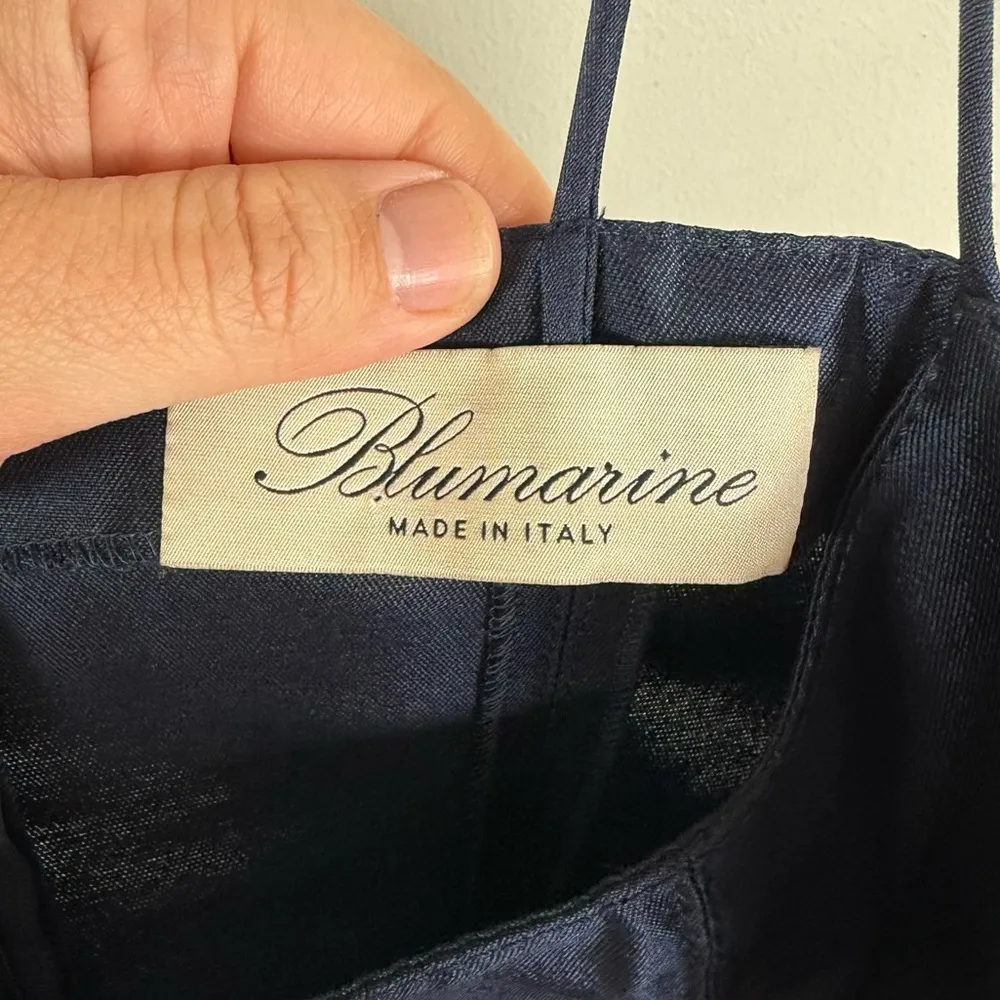 Blumarine Navy Silk Spaghetti Strap Slip Dress Blue Size 10 - Image 7