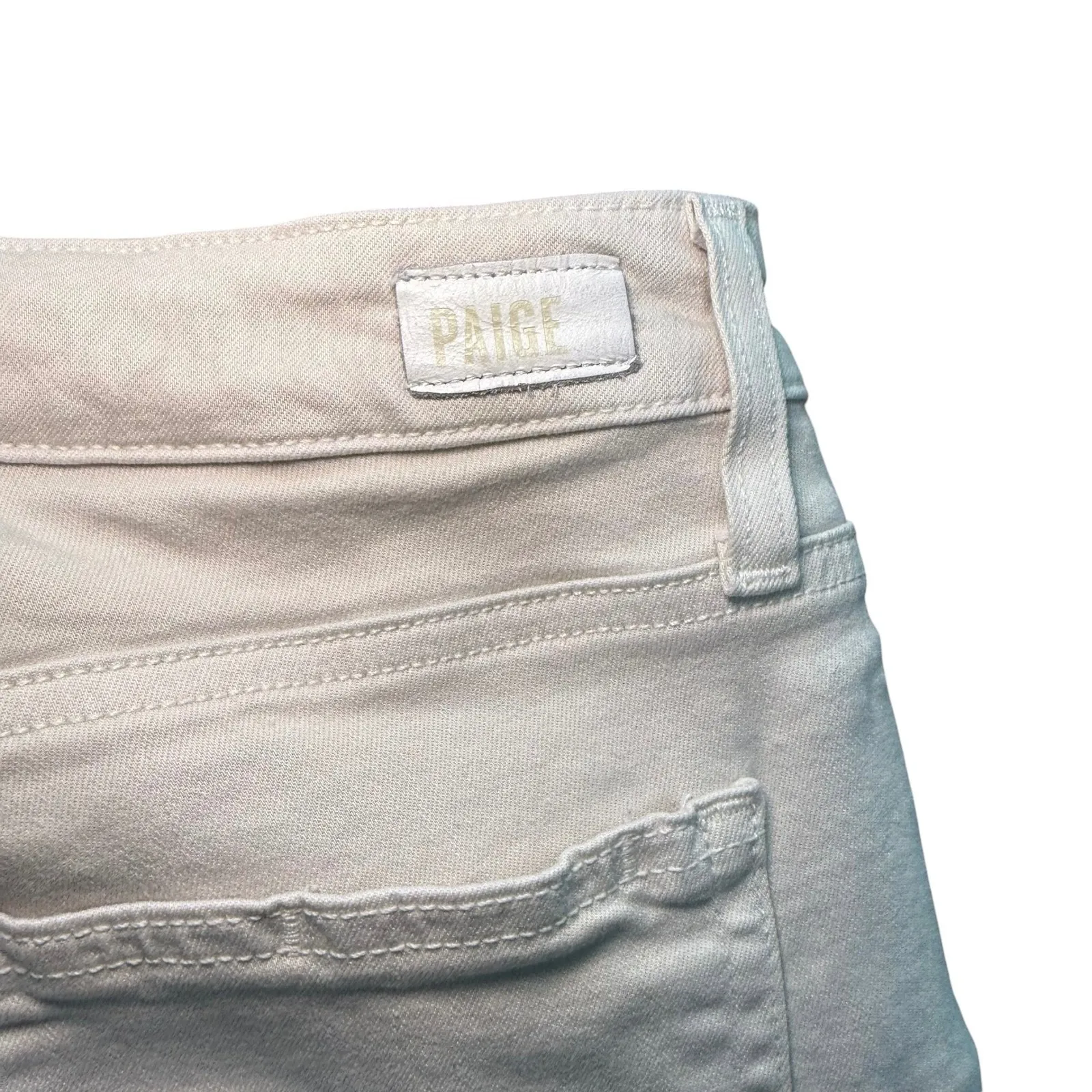 PAIGE Womens Jeans Size 28 Straight Leg Raw Hem‎ Off White Casual Denim - Image 6
