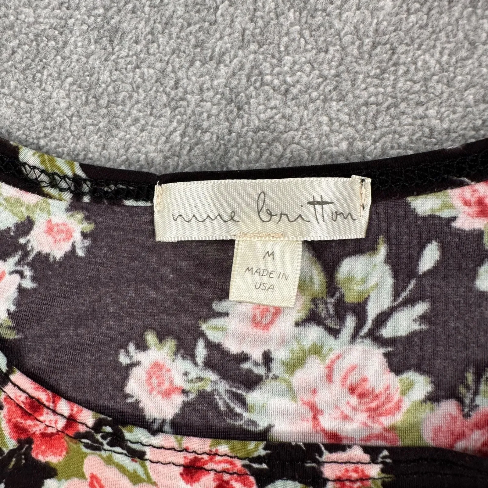 Nine Britton Black Floral Sleeveless Mini Dress Women's Medium Swing Lightweight - Image 6