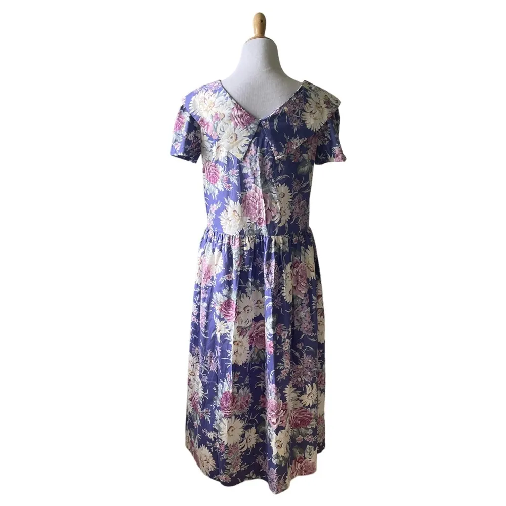 Laura Ashley Vintage 80’s Purple Floral Midi Dress Size Small / Vintage 8 NWT - Image 93