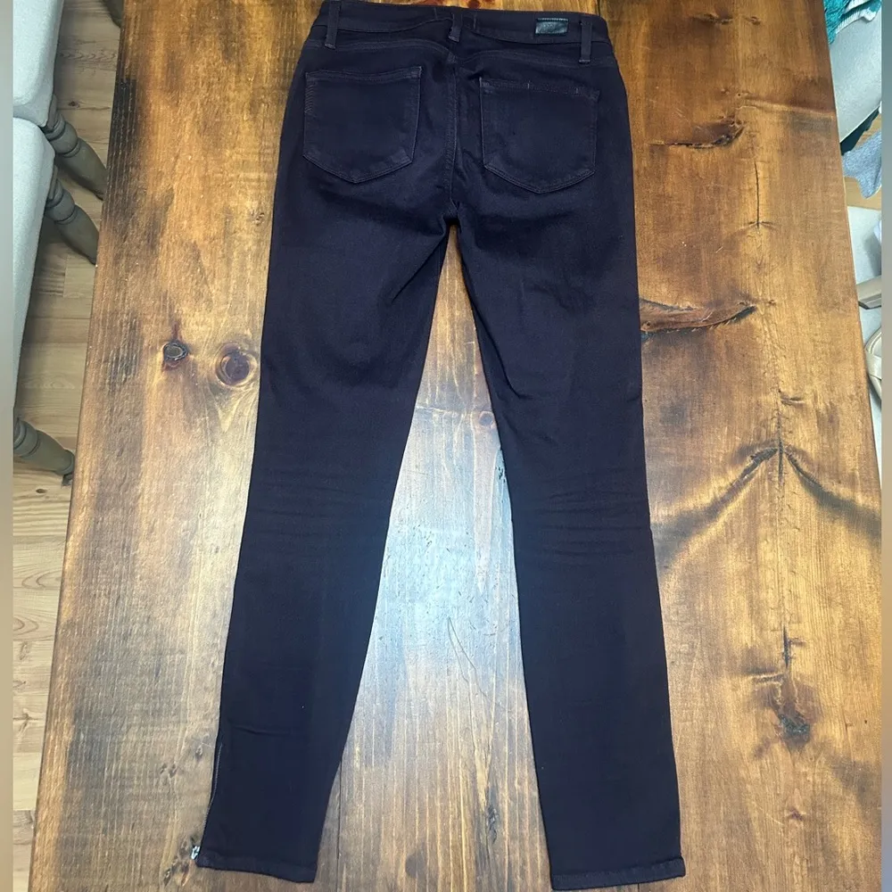 Paige Skinny Jeans Pants with Ankle Zippers Zip Deep Purple Womens 27 Verdugo - Image 2
