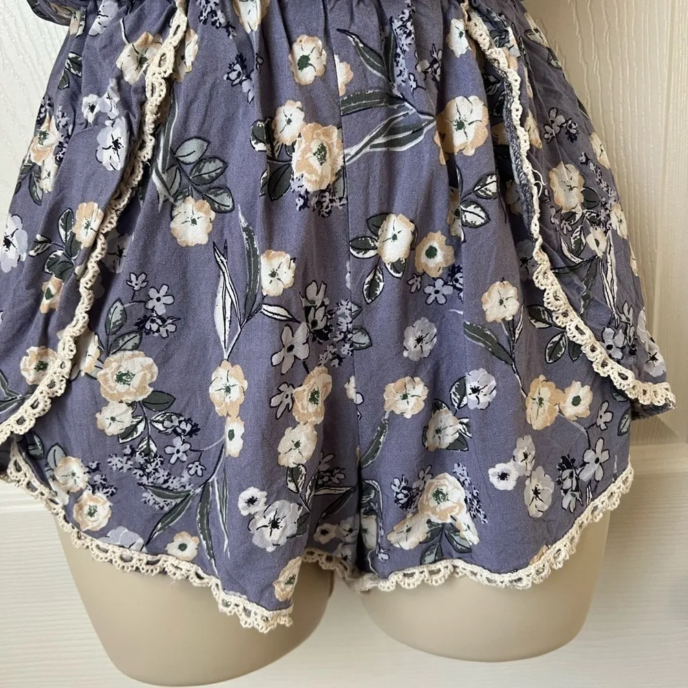 WET Seal Purple‎ Floral Strapless Romper Shorts Size XS - Image 5