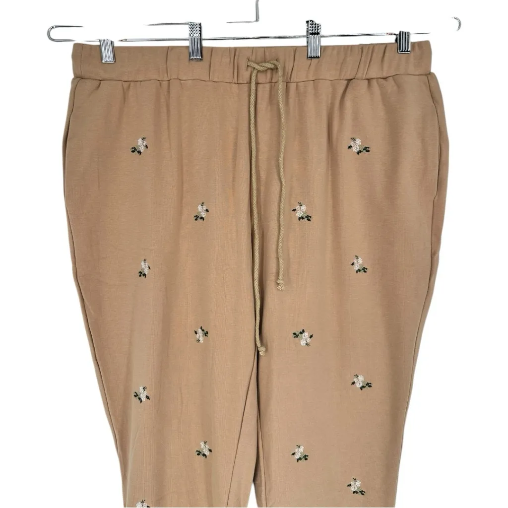 Polygram Camel Embroidered Sweatpant Joggers size 2X Cuffed Drawstring Tan - Image 2