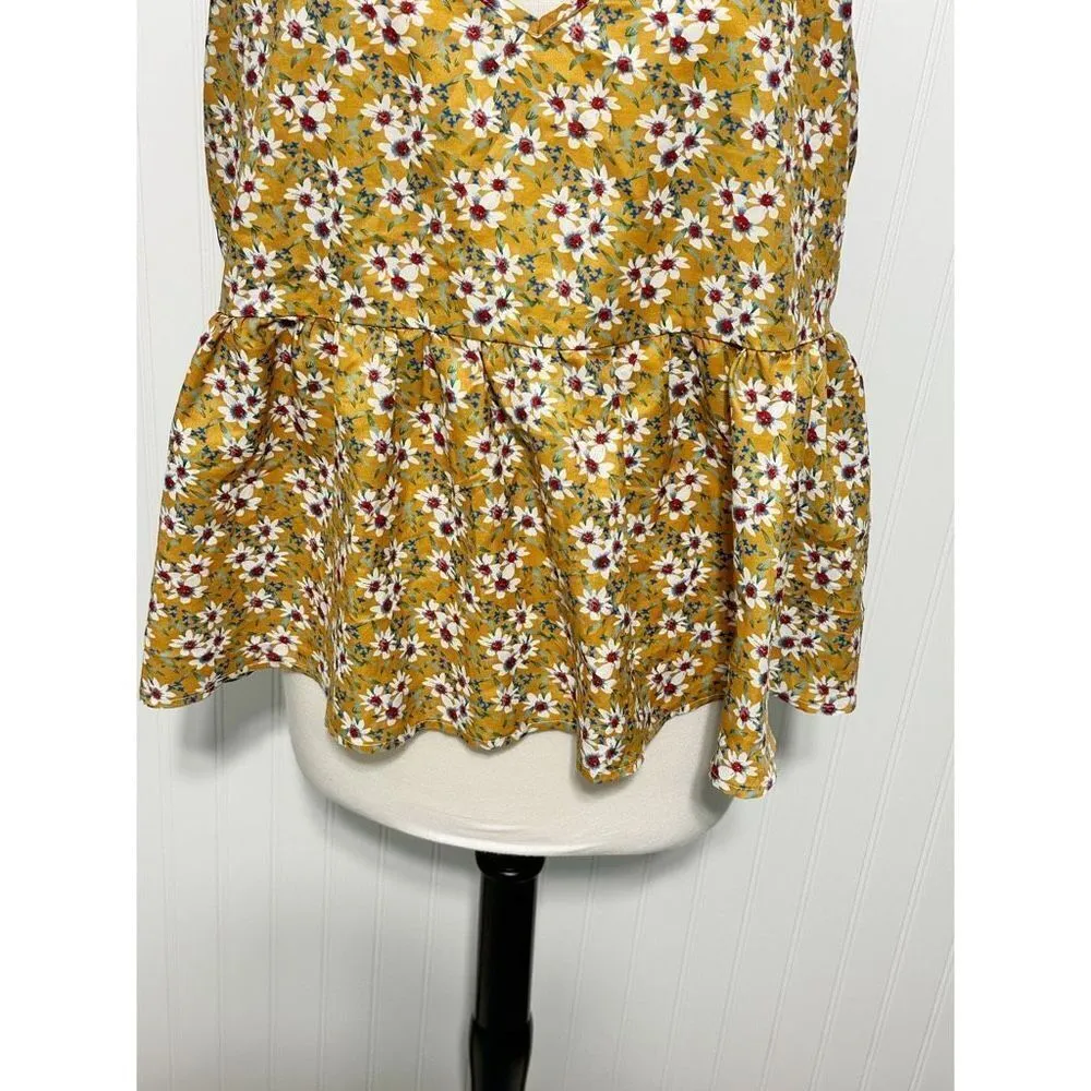 Shein Women's Sleeveless‎ Floral Print Boho Peplum Cami Top Multi-Color Size 1XL - Image 3