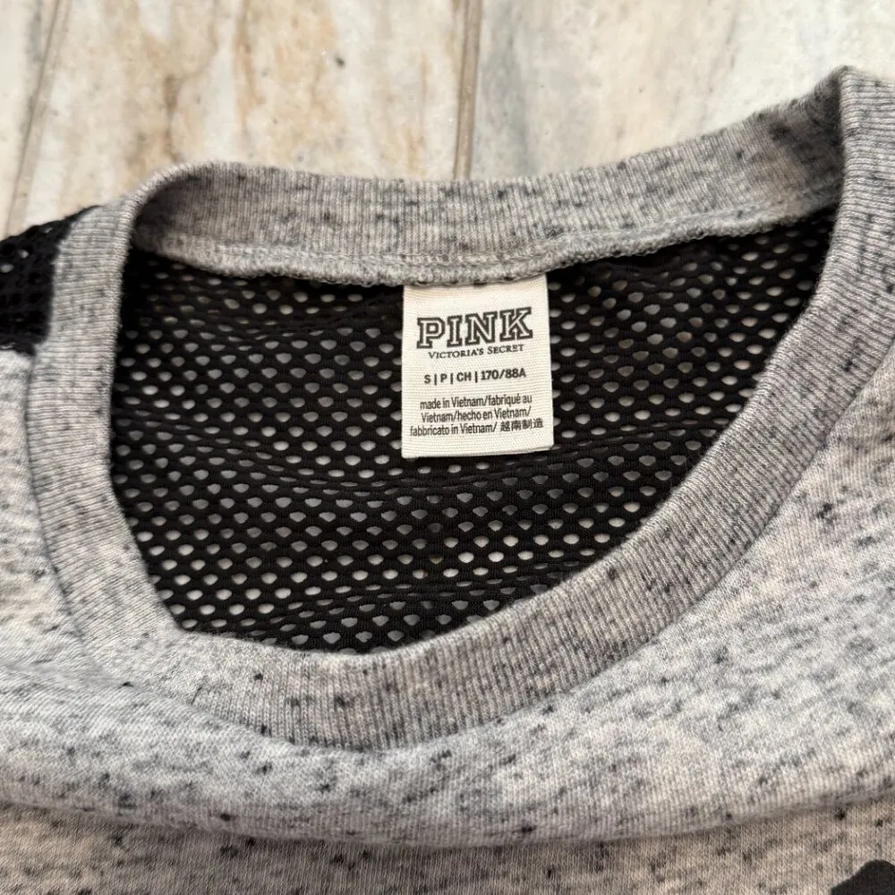 NWOT Victoria's Secret Pink women's small gray/black cropped sweatshirt - Image 2