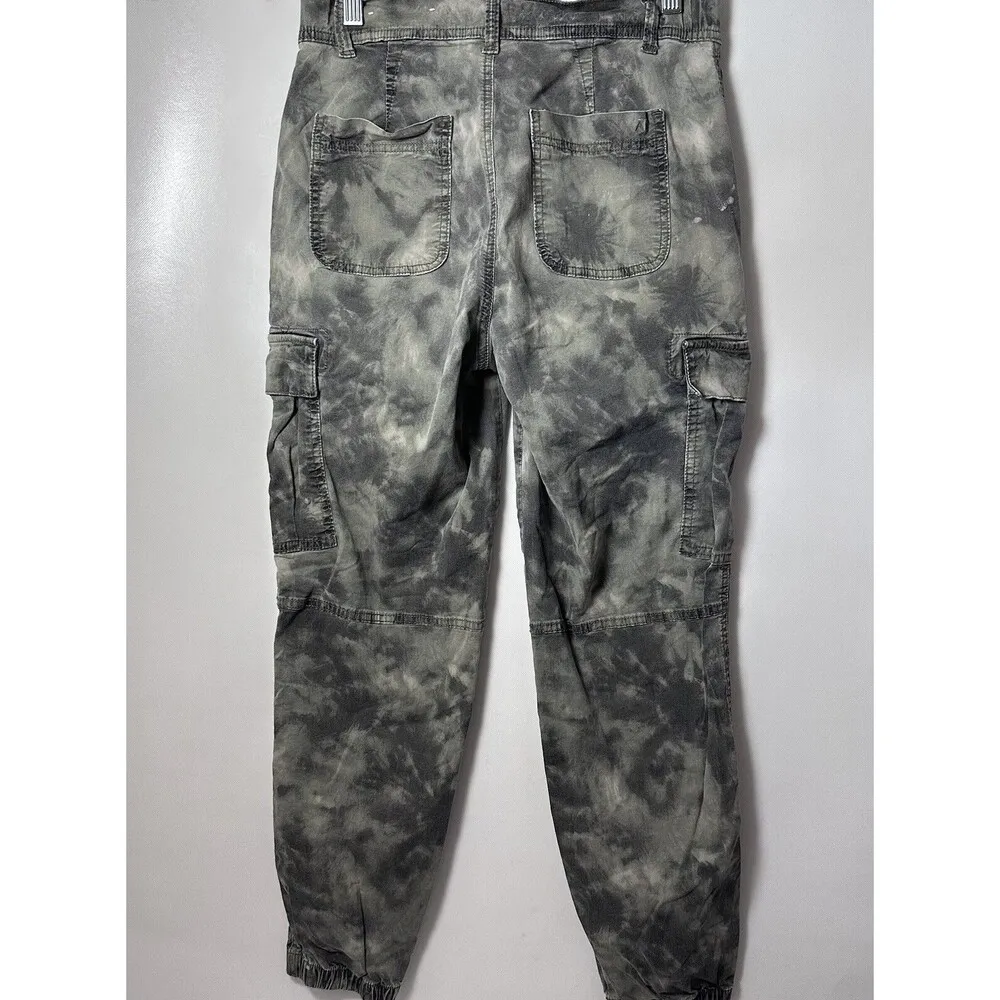 American Eagle Pants Womens 4 Long Cargo Green Gray Tie Dye Camo Print Joggers - Image 3