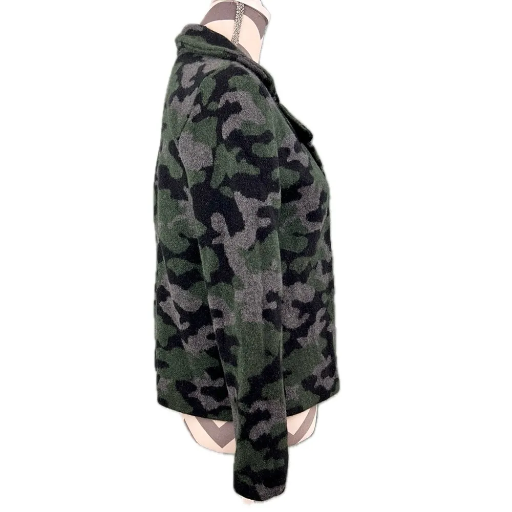 Anthropologie Field Flower Camo Wool Sweater Coat - Size S - Image 8