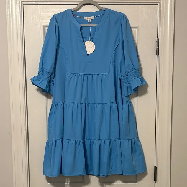Umgee Blue Tiered Dress - Image 2