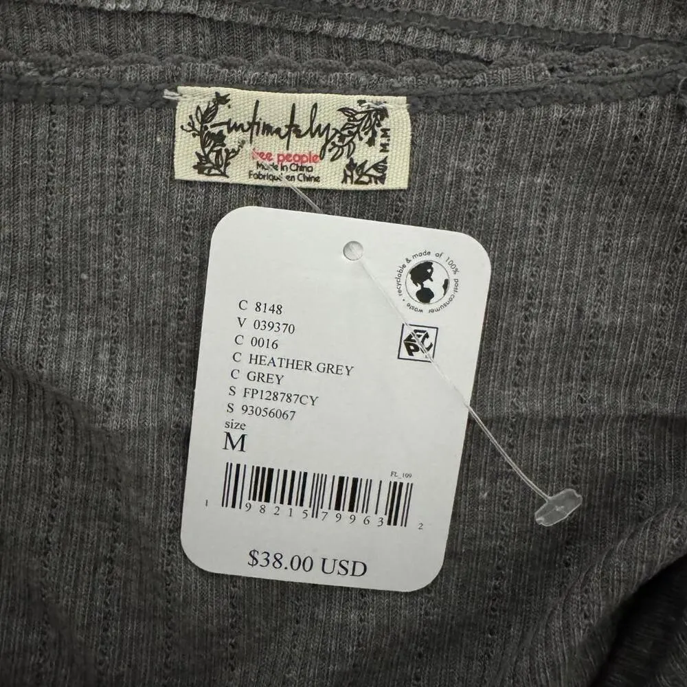 FP FREE PEOPLE INTIMATELY Only You Tank Lace Ribbon Square Neck Gray NWT Medium - Image 5