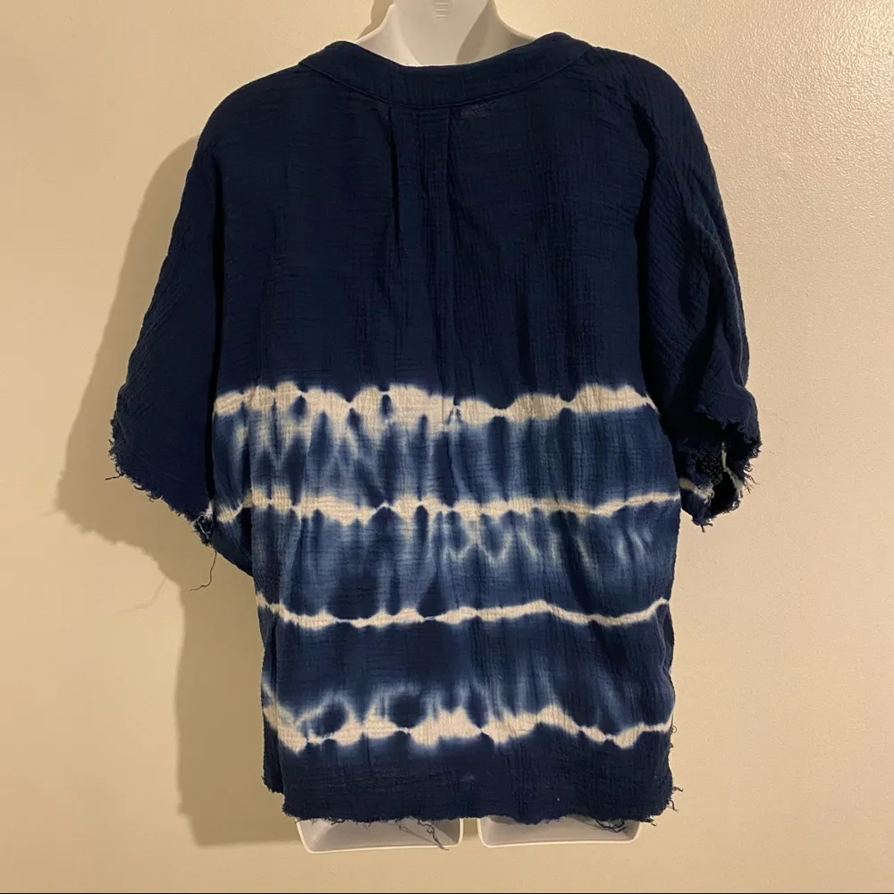 Young fabulous & broke YFB Blue tie-dye raw hem tunic size S/M NWOT - Image 12