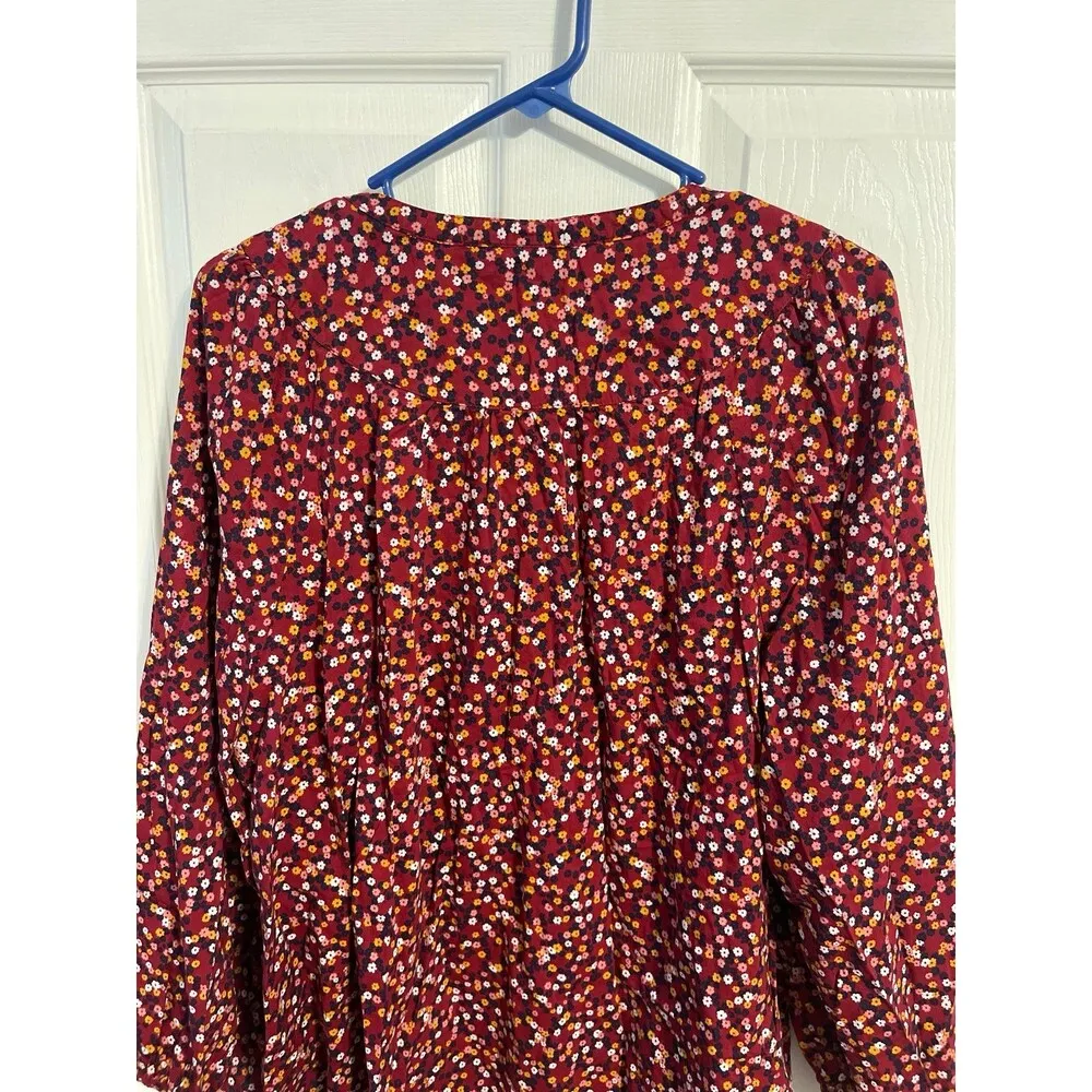 Old Navy  Long Sleeve Bib Tunic Size XL Red Floral - Image 5
