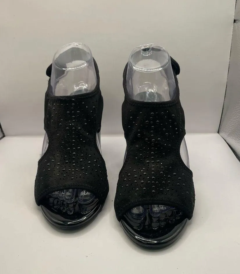 ANNE KLEIN I Flex Sizes 7.5 Black Fabric Memory Foam Sandal Shoes 3 3/4 in - Image 3