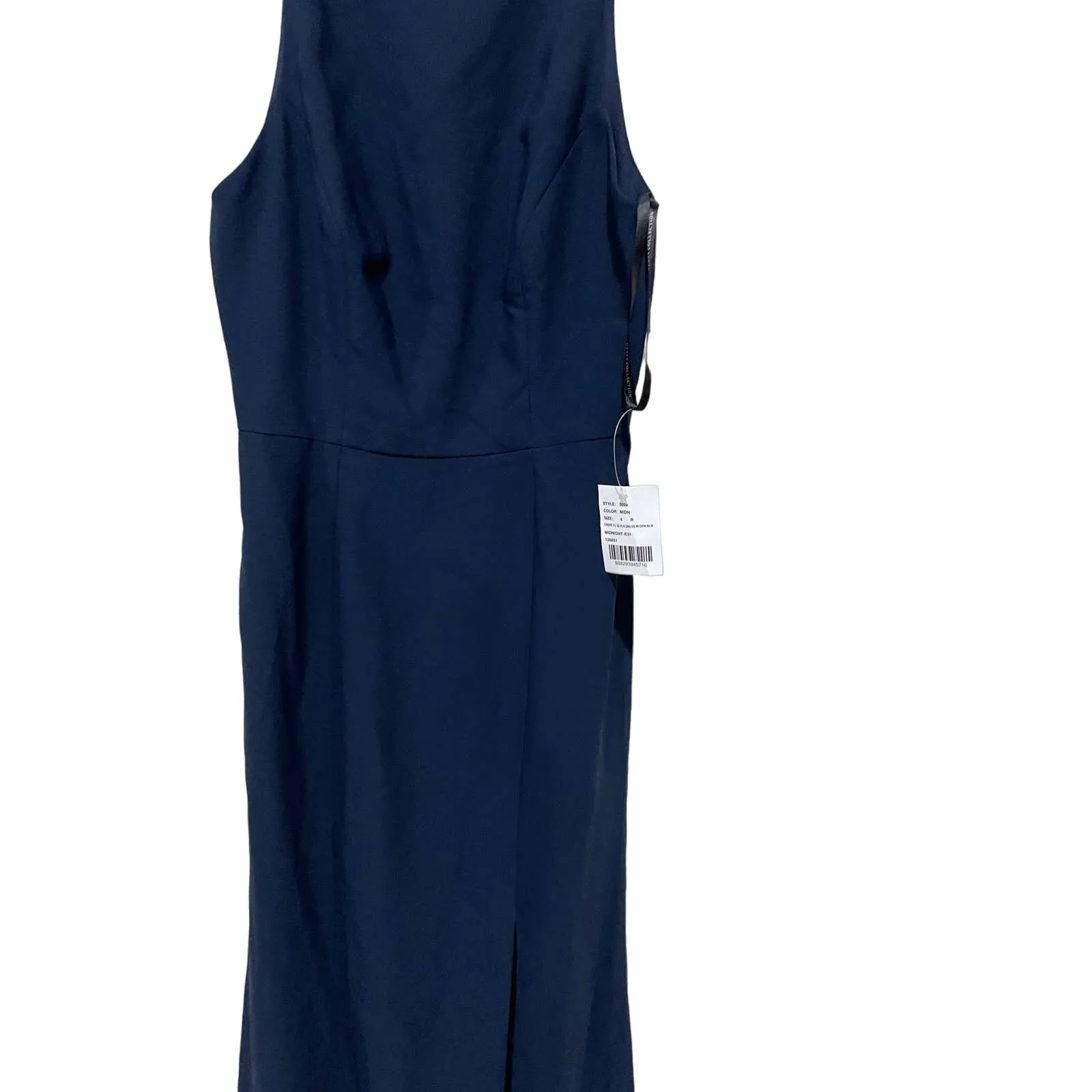 Dessy Collection Diamond Cutout Back Trumpet Gown with Front Slit‎ 3029 Size 4 Blue - Image 5