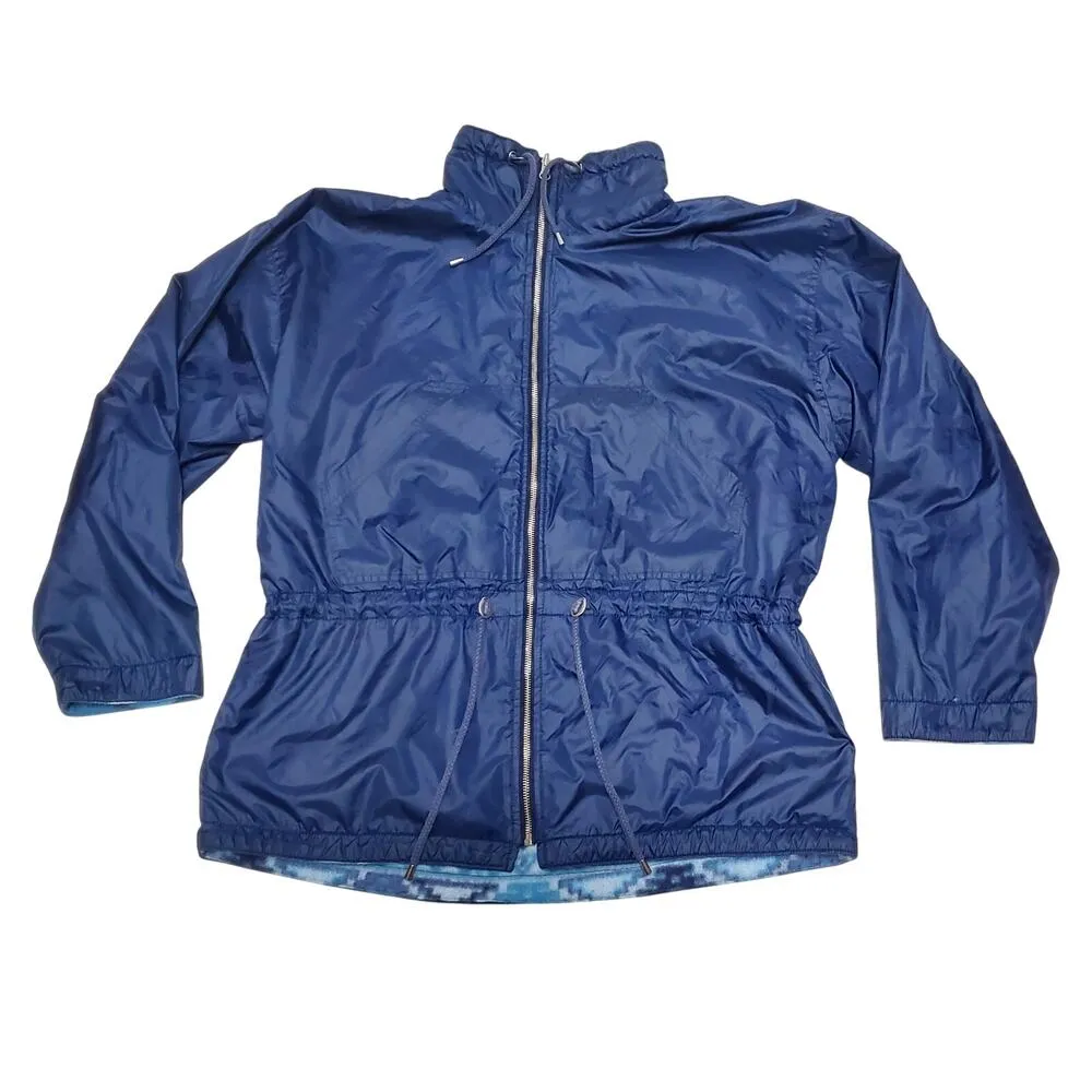 Navajo Native Aztec Thunderbird Fleece Reversible Jacket Vtg Sz M 90s Blue Size M - Image 5