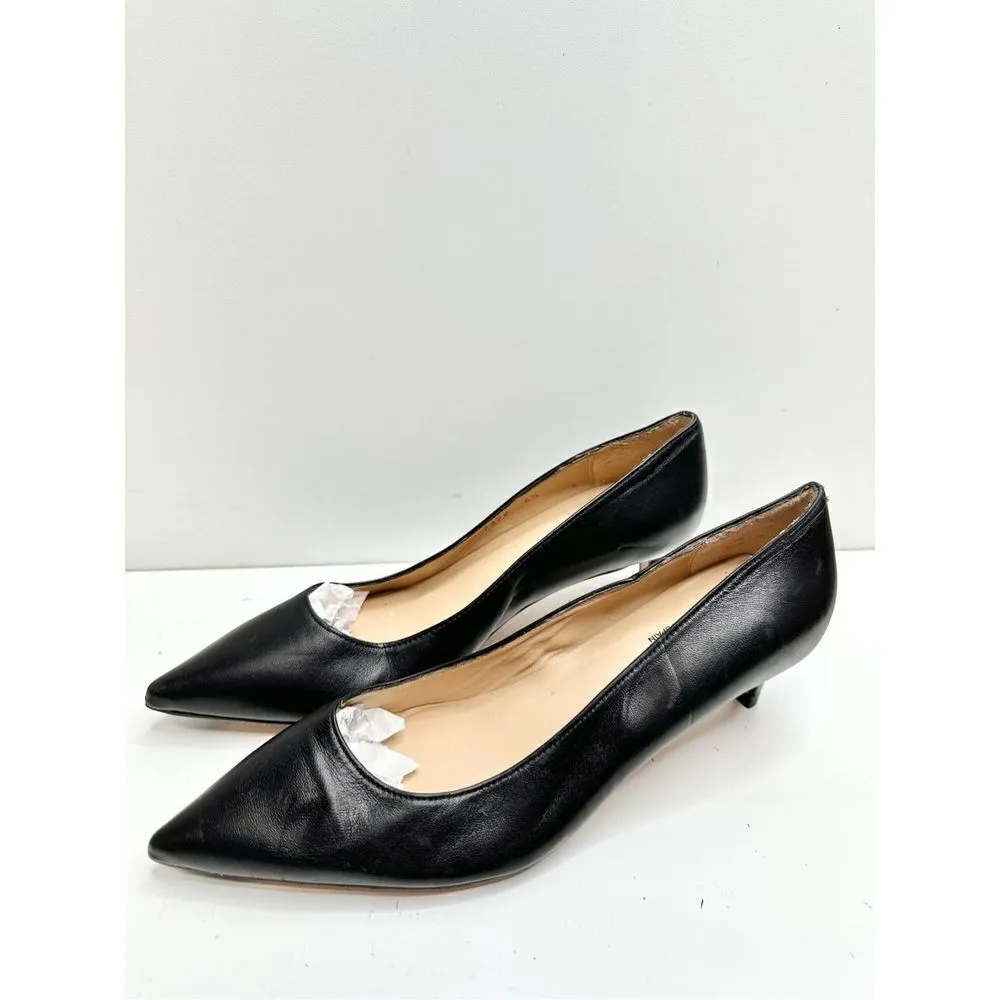 Jon Josef Pumps Women Size 6.5 Black Leather Tina Kitten Heel Pointed Toe Shoes - Image 4