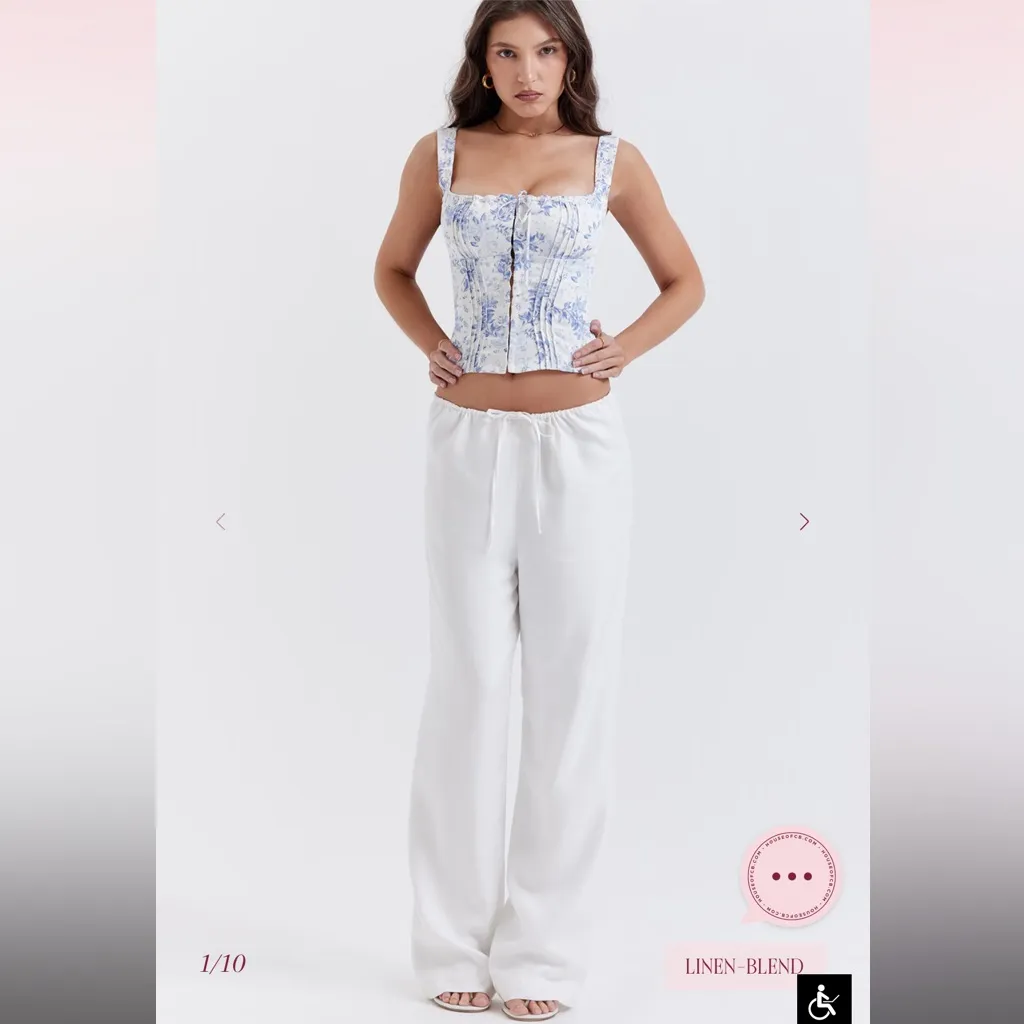 HOUSE OF CB Ivory Linen Mix Trousers NWOT size‎ XS - Image 2