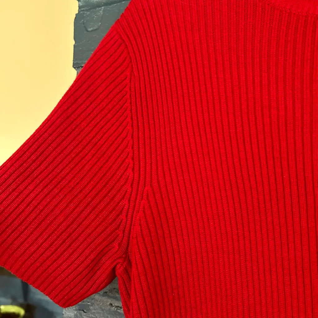 Requirements Vibrant Red Short‎ Sleeve Sweater Top - Image 3