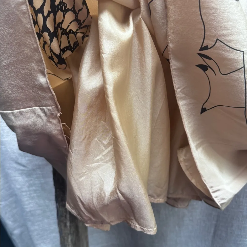 Corey Lynn Calter Anthropologie Owl Skirt 100% Silk Size 2 Tan - Image 4