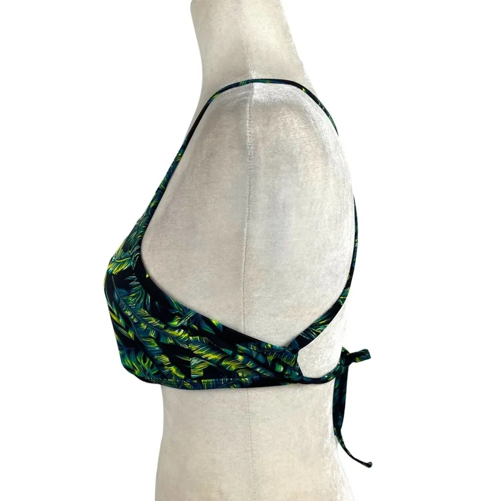 Cabana Del Sol Palm Leaf Tropical Criss Cross Bikini Top Medium Green - Image 9