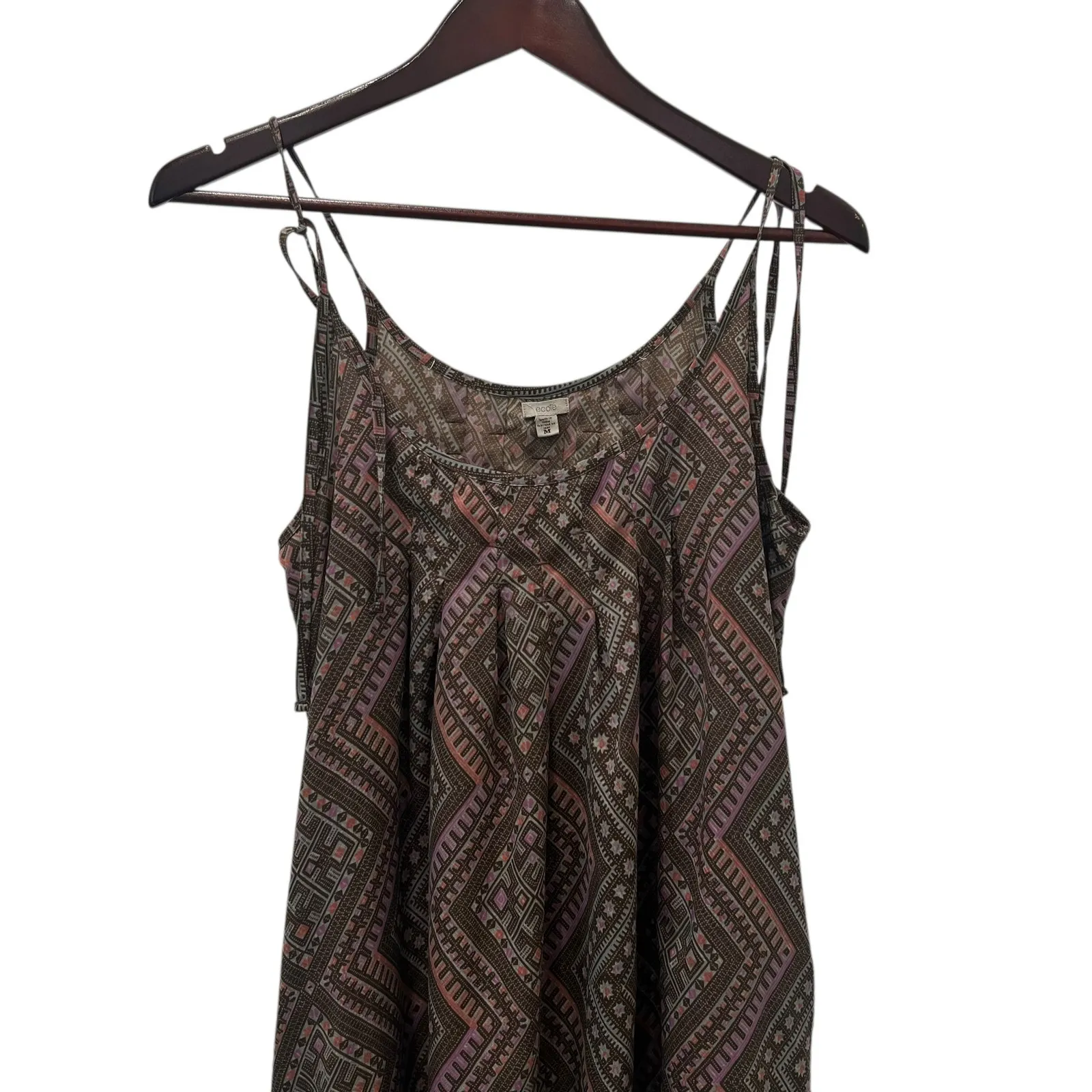 Ecote Womens Geometric Print High Low Dress Size Medium Spaghetti Straps Boho UO - Image 2