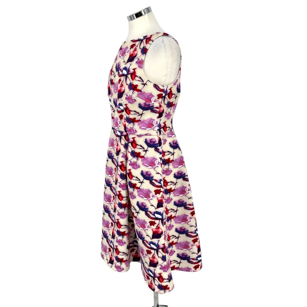 Rickie Freeman Teri Jon Floral Midi Dress Sleeveless Multicolor Size 14 White - Image 6