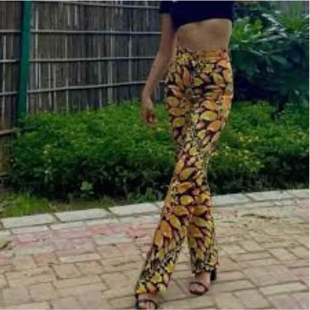 ZARA Multicolored 70s‎ Groove Paisley Print High Waist Flare Pants Size Large - Image 7