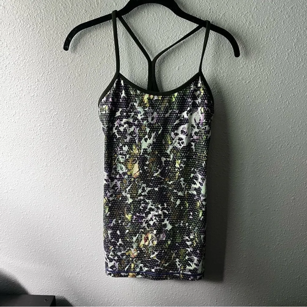 Lululemon Power Y Tank *Luon
Floral Sport White Multi / Gator Green - Image 4
