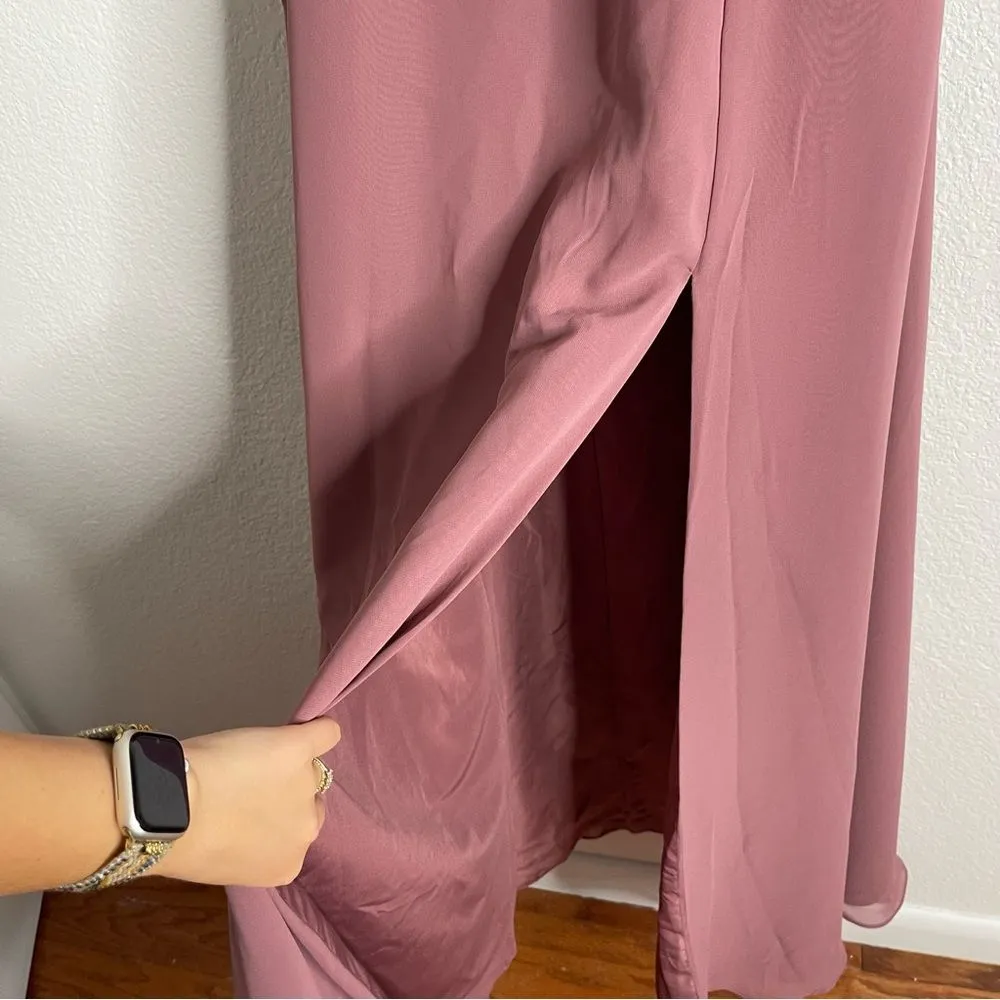 Azazie Rebecca Amethyst A-Line V-Neck Long Sleeve Chiffon Dress Size 8 - Image 6