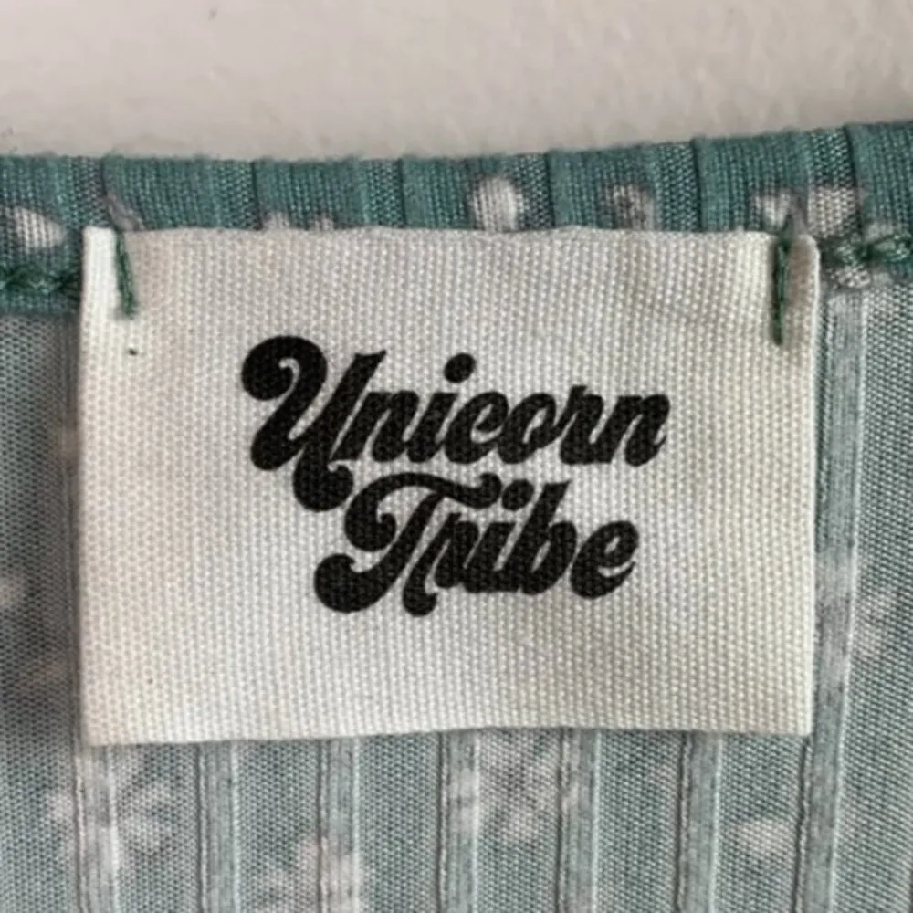 Unicorn Tribe Turquoise Flowered Ribbed Mini Dress Blue - Image 3