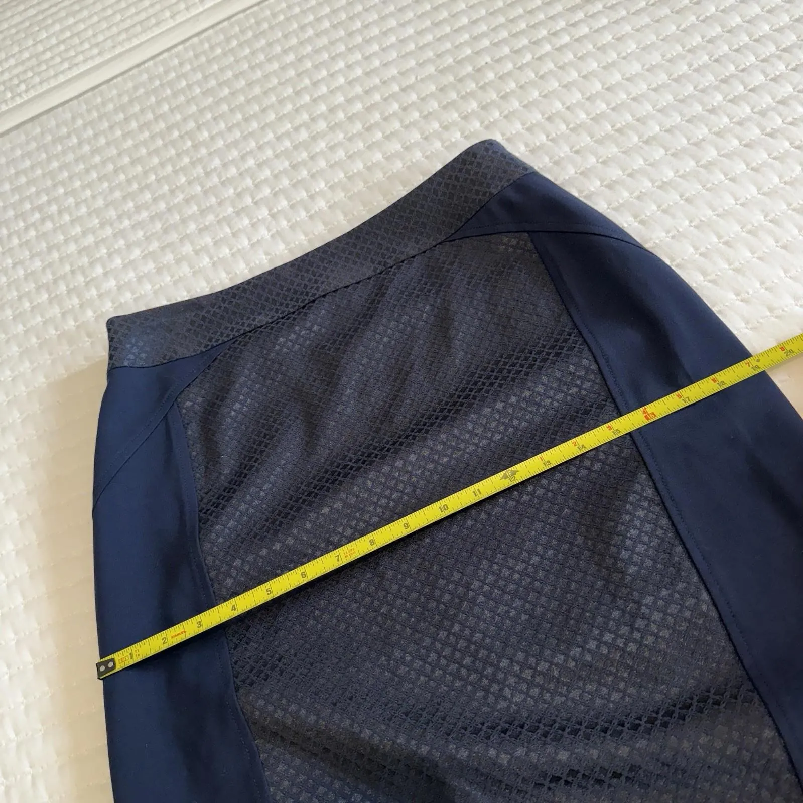 Cache Dark Blue Textured Classy Pencil Skirt NWOT Women’s Sz 10 - Image 5