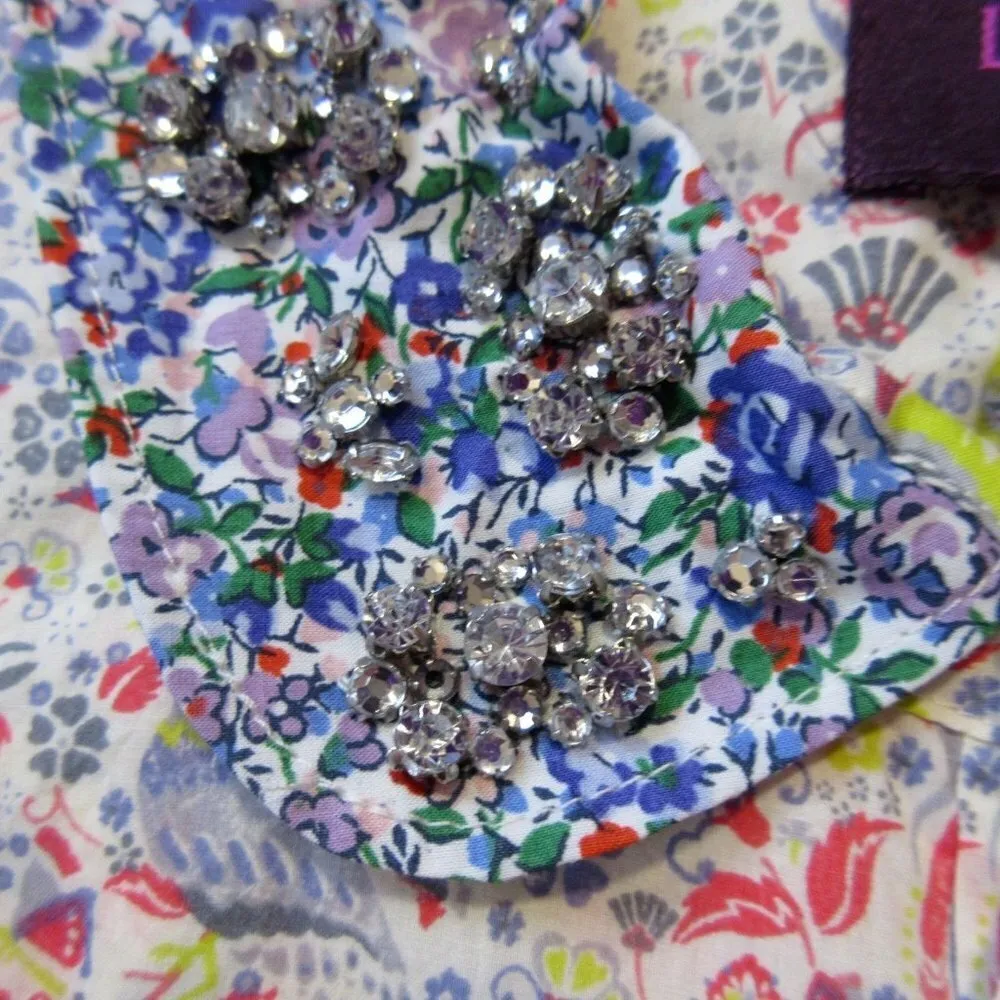 NWoT J.Crew Liberty Jeweled Collar Shirt in Junos Garden Peacock Floral 4 $250 - Image 4