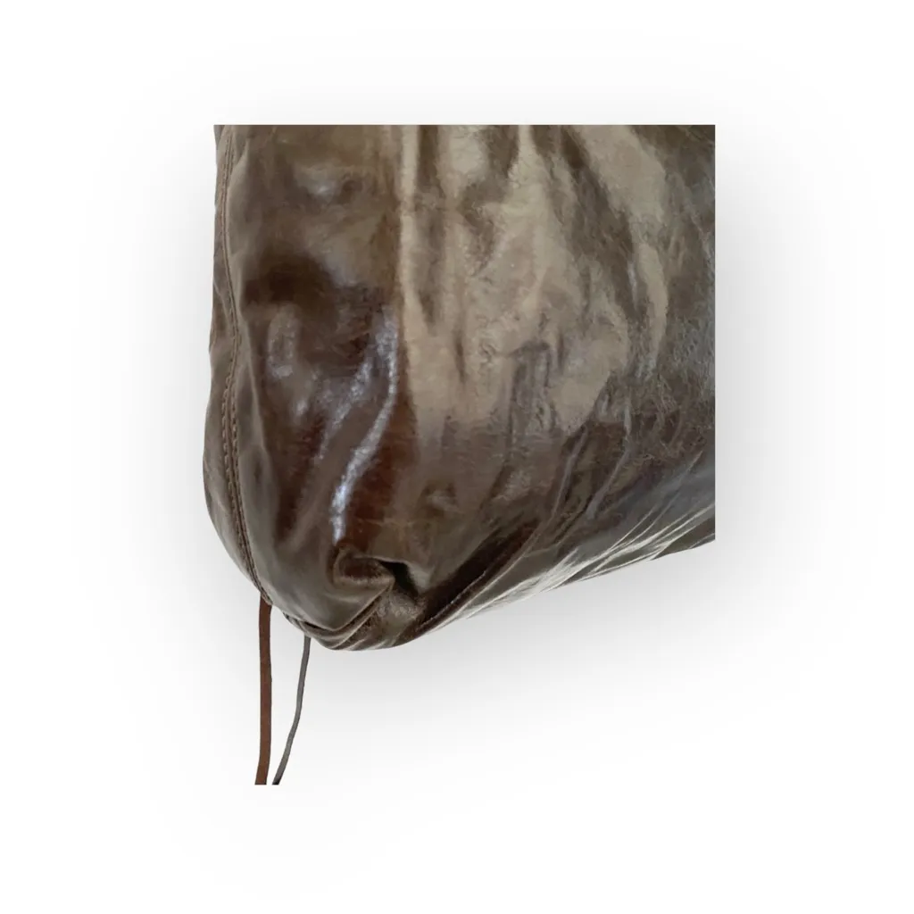 new Emily by Emily ༄ Washed Leather Studded Handbag Bag ༄ Shiny Integral Brown - Image 8