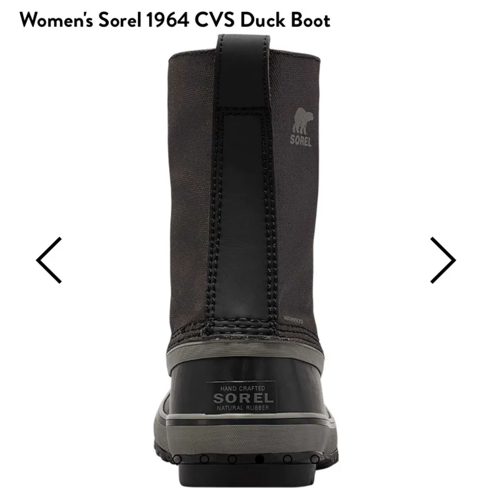 Women's Sorel 1964 CVS Duck Boot 6.5 color Black / Quarry rainboot snow boot 6.5 - Image 3