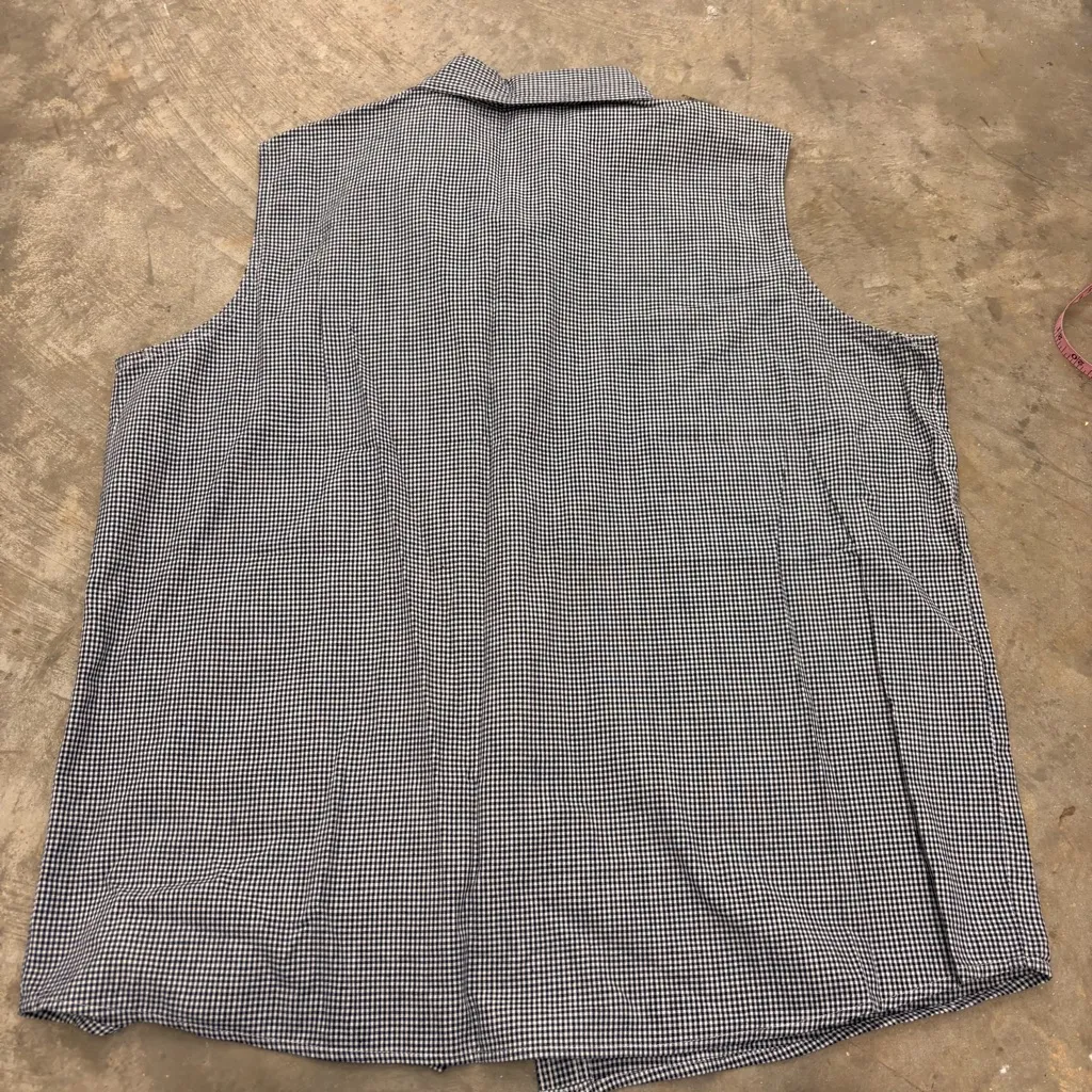 Vtg 2001 Looney Tunes Tweety Bird Gingham Sleeveless Button Up Shirt Plus 18W/20 Black - Image 5