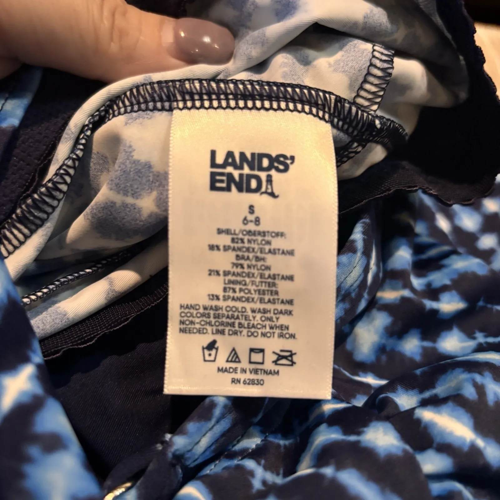 Lands' End Womens Flutter High Neck Tankini Top Navy Blue UPF 50+ Swim  6/8 NWT - Image 6